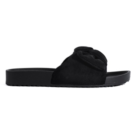 Women's black suede slippers on the Shelovet platform Women's black suede slippers on the Shelovet platform