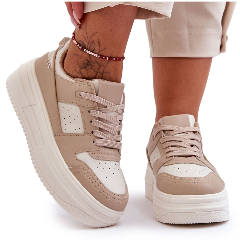 FJ1 Women's Sports Shoes On A Massive Platform Beige Belisso