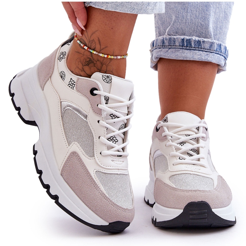 PM1 Lace-up Sport Shoes On White Escape Platform PM1 Lace-up Sport Shoes On White Escape Platform