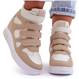 PE1 Women's Hidden Wedge High Trainers Beige Inari