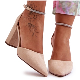 Suede Pumps With Zircons Beige Diamond Suede Pumps With Zircons Beige Diamond