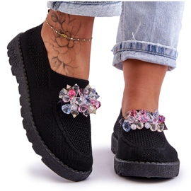PM1 Women's Slip-on Sneakers With Stones Black Simple