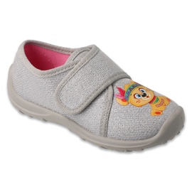 Befado children's slippers 660x061 silver with a teddy bear Befado children's slippers 660x061 silver with a teddy bear