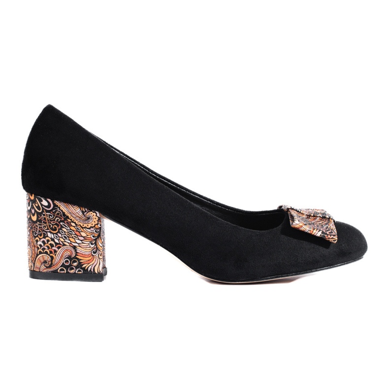 Black suede pumps with a bow from Shelovet