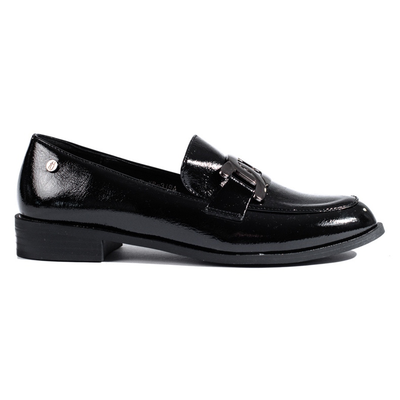 Lacquered black Shelovet women's loafers