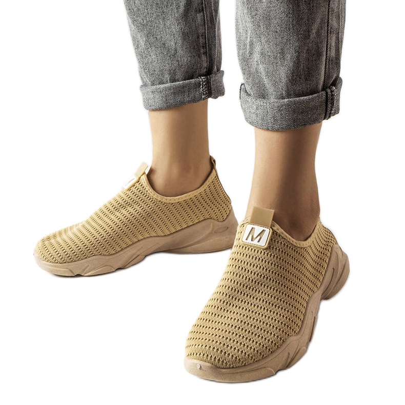 Dark beige slip-on sneakers from Azalee