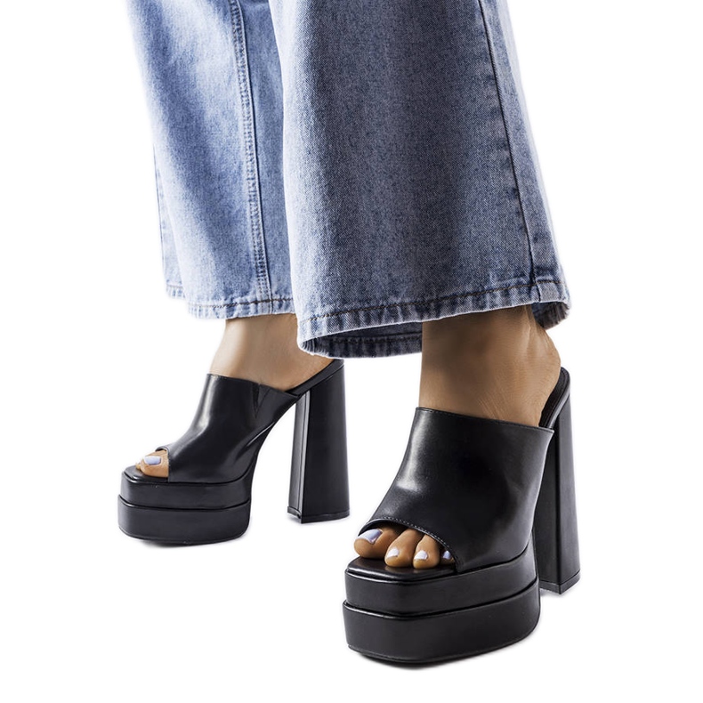 Black high heel slides from Mertzon