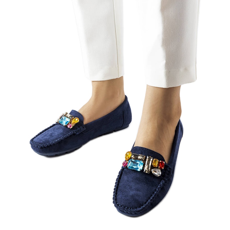 Navy loafers with a leather insole from Bertrand blue