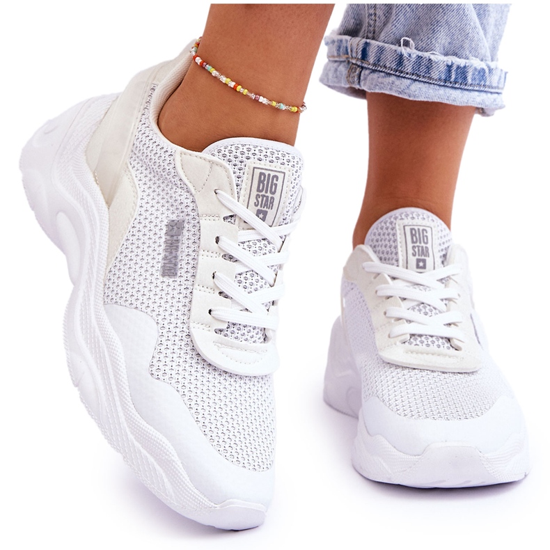 Women's Fabric Sports Shoes Memory Foam System Big Star LL274A064 White