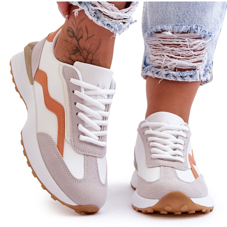 FJ1 Women's Leather Sports Shoes White-Orange Somerio FJ1 Women's Leather Sports Shoes White-Orange Somerio