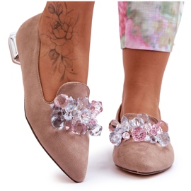 PS1 Women's Embellished Loafers With Flat Heels Dark Beige Sloane