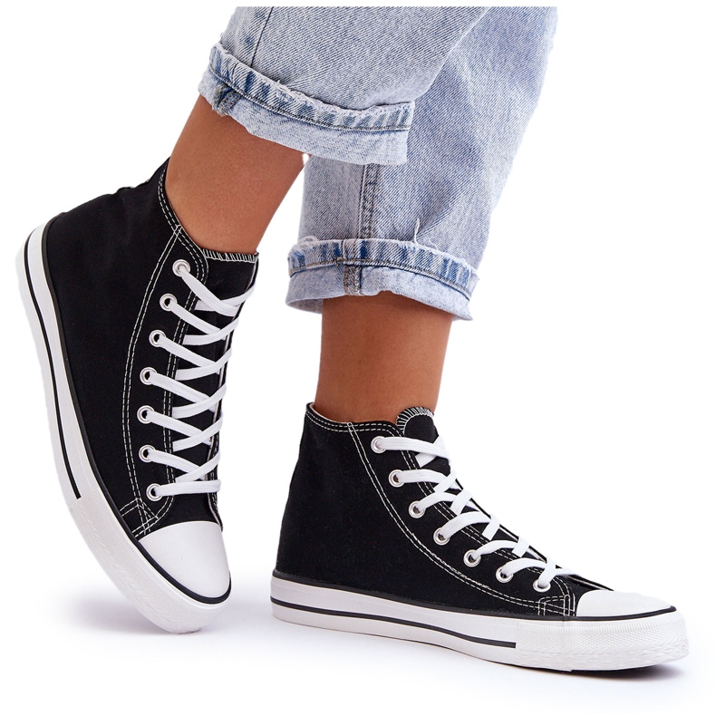 FR1 Women's Classic High Top Sneakers Black and White Remos