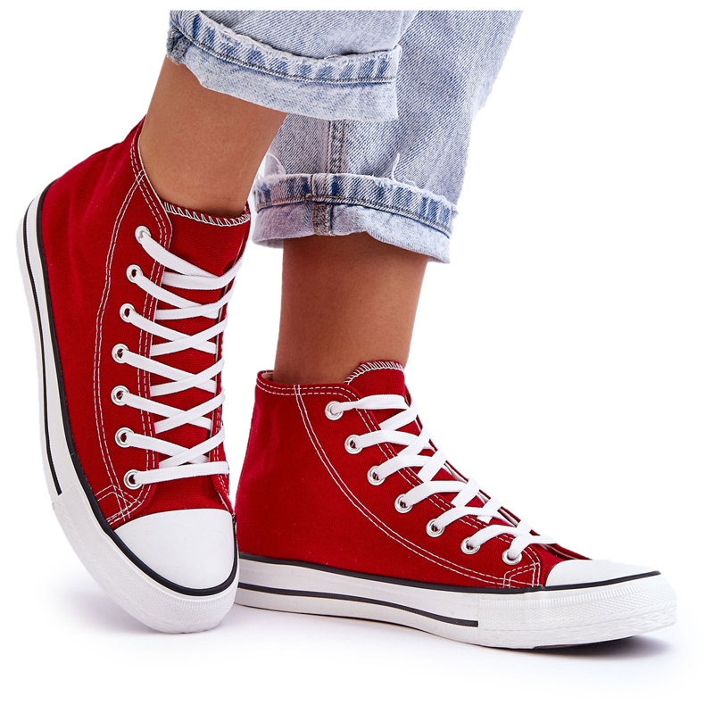 FR1 Women's Classic High Top Sneakers Red Remos
