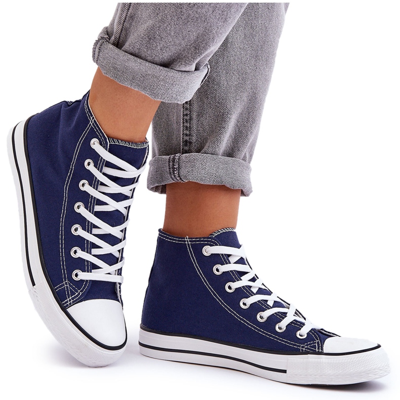 Women's Classic High Top Sneakers Navy Blue Remos