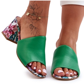 Lewski Shoes Women's Leather High Heels Leski Shoes 3209/K Green