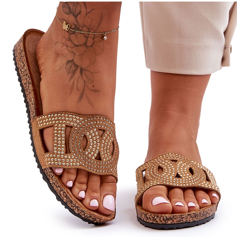 Women's Studded Slippers Brown Evelins