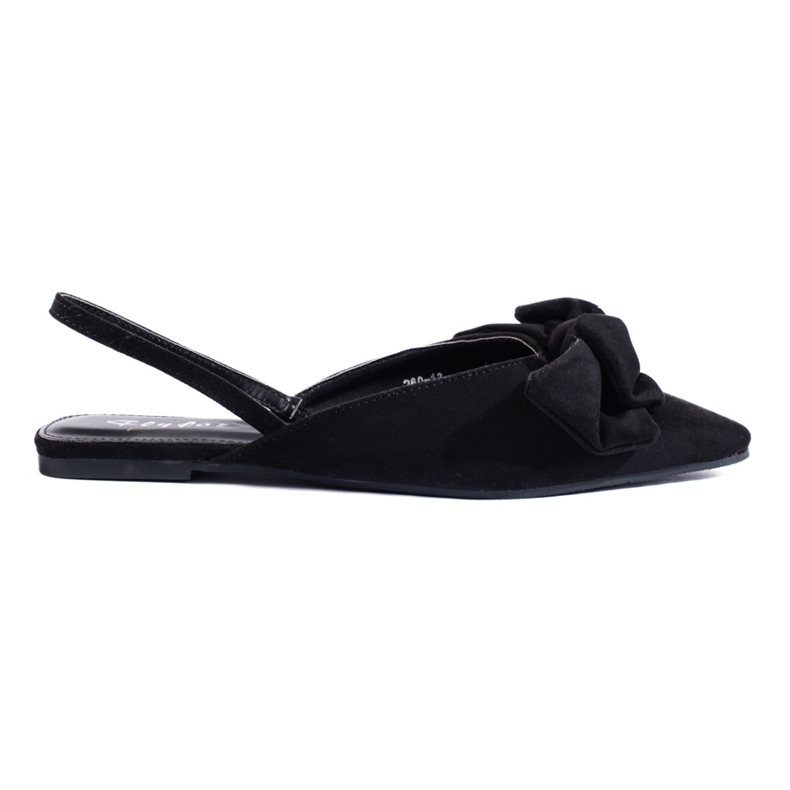 Black suede ballet flats with a bow from Shelovet