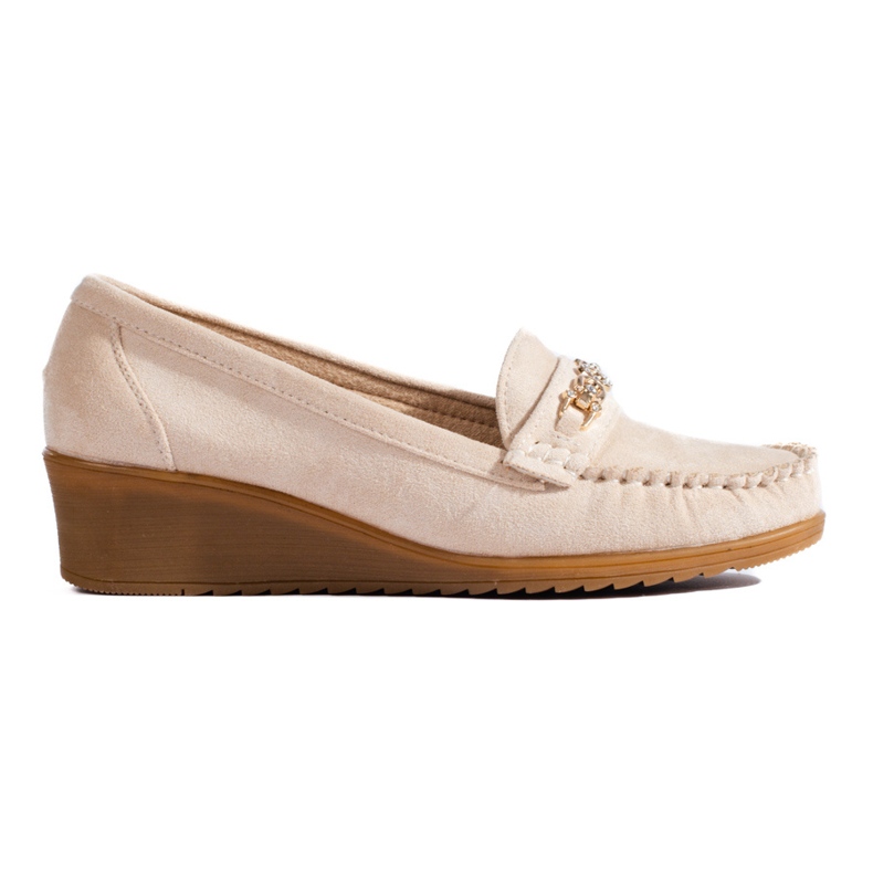 Beige suede wedge shoes from Shelovet