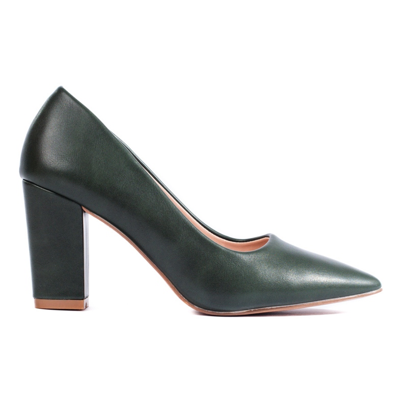 Dark green stiletto pumps from Shelovet