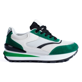 Women's white and green sneakers on the Shelovet platform