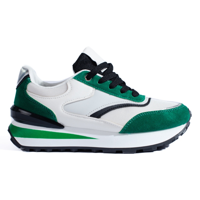 Women's white and green sneakers on the Shelovet platform Women's white and green sneakers on the Shelovet platform