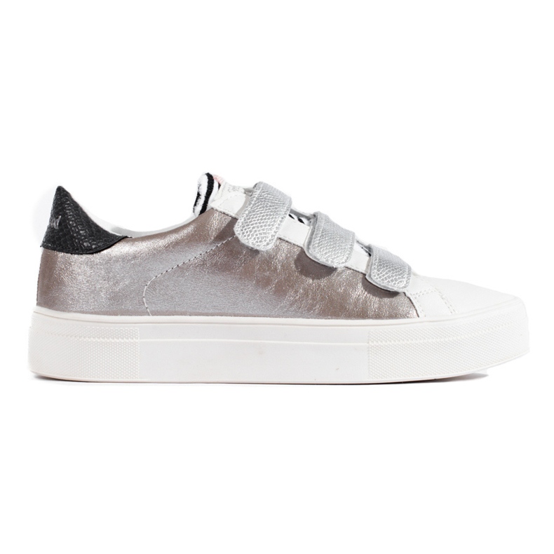 Silver and white women's Shelovet velcro sneakers Silver and white women's Shelovet velcro sneakers