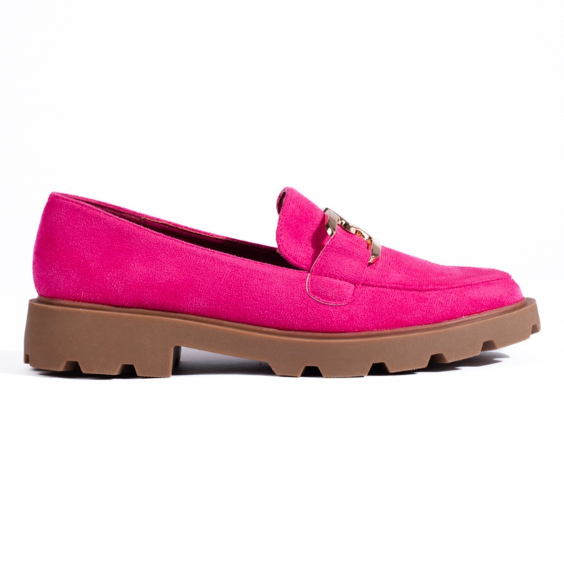 Suede brogues with chain Shelovet fuchsia pink