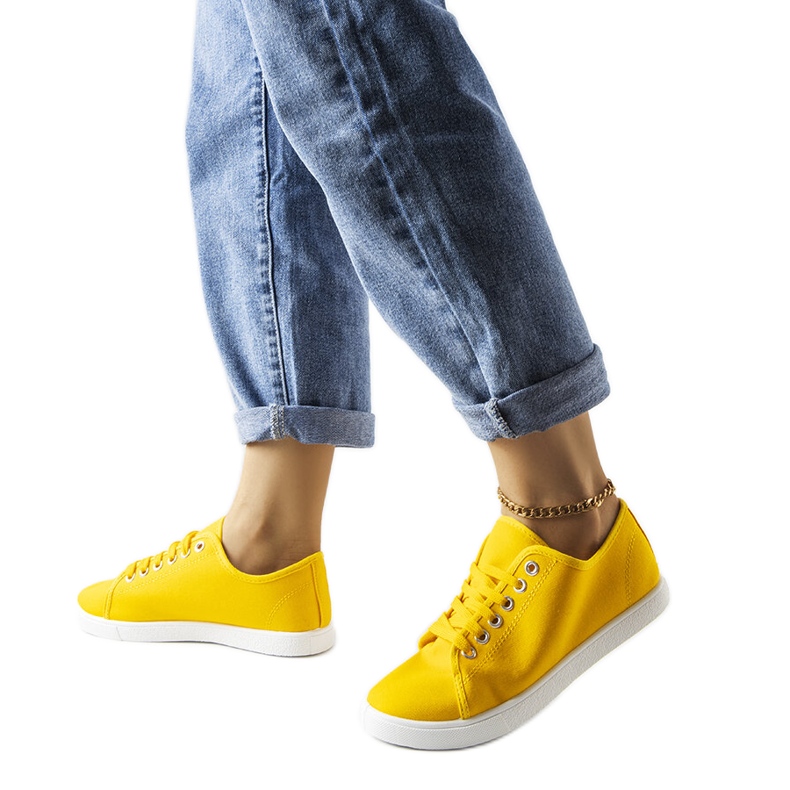 Yellow textile sneakers from Sutri