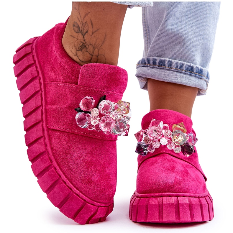 PS1 Fashionable Slip-On Sports Shoes With Fuchsia Desire Decoration pink
