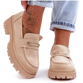 PS1 Women's Suede Slip-On Loafers Beige Pure Love