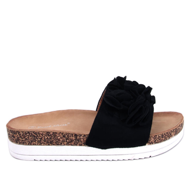 Rizzo Black Flower Slippers Rizzo Black Flower Slippers