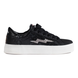 Black sneakers made of eco leather on the Shelovet platform Black sneakers made of eco leather on the Shelovet platform