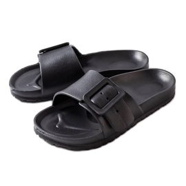 Black rubber sliders with a buckle from Nelm