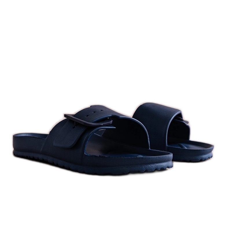 Blue rubber sliders with a buckle from Nelm