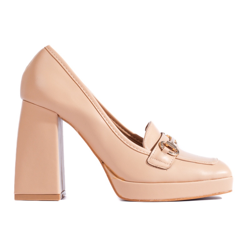 Beige block heel pumps from Shelovet