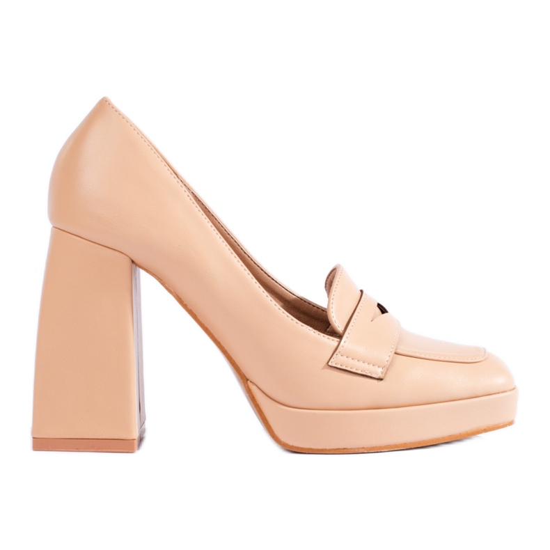 Beige boots with a thick block from Shelovet