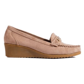 Beige suede wedge shoes from Shelovet