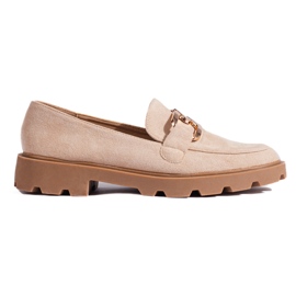 Beige suede shoes with a chain from Shelovet