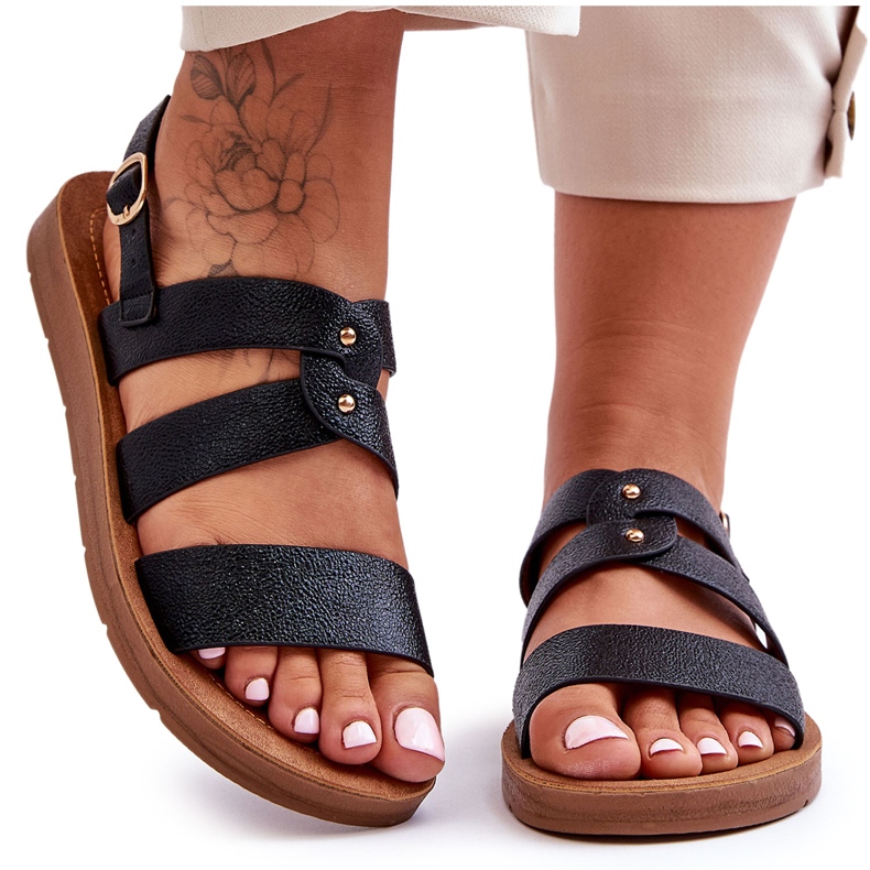 PG1 Black Catalia Women's Shiny Sandals