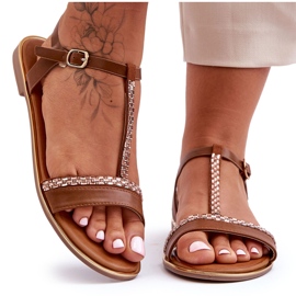 Women's Brown Penna Cubic Zirconia Sandals