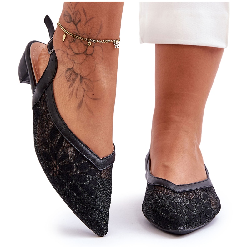 PG1 Women's Flower Ballerinas Black Adore PG1 Women's Flower Ballerinas Black Adore