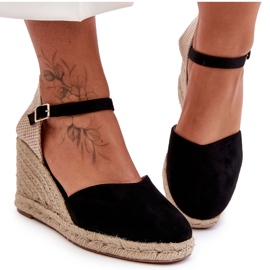 Suede Wedge Sandals Black Selfoss