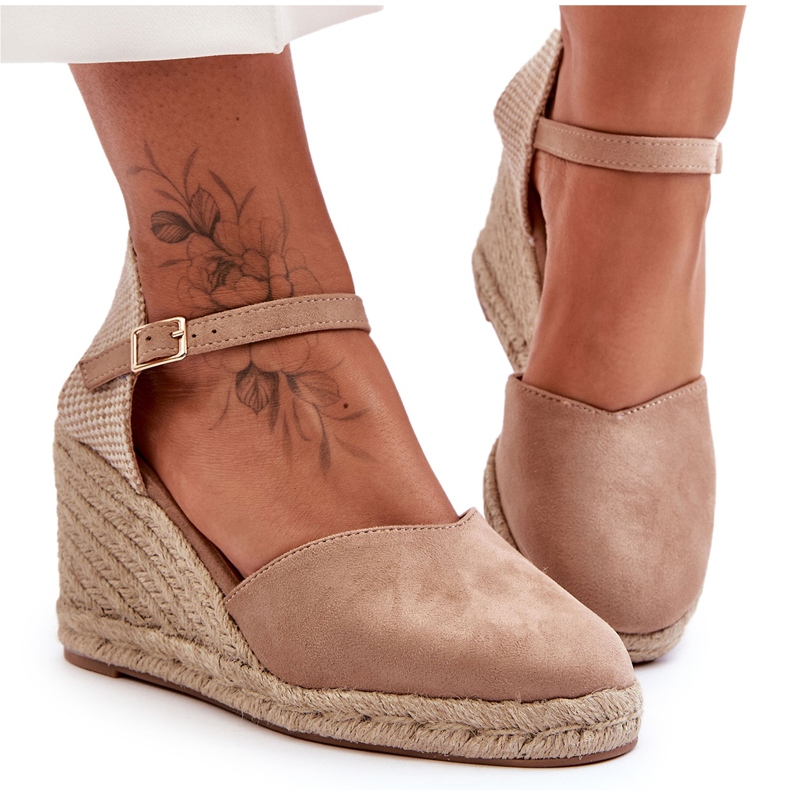 PG1 Suede Wedge Sandals Beige Selfoss