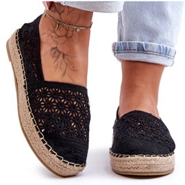 PG1 Women's Openwork Espadrilles Black One Lover