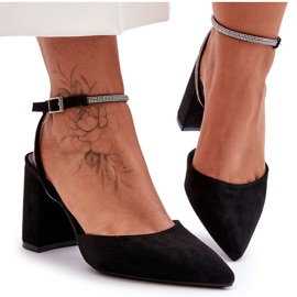 PG1 Suede Pumps With A Decorative Strap Black Lirosa