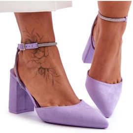 Suede Pumps With A Decorative Strap Violet Lirosa purple