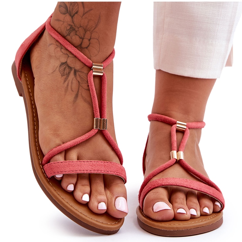 Women's Coral Coral Zipper Flat Sandals red
