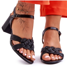 Leather Sandals On A Black Meriel Heel