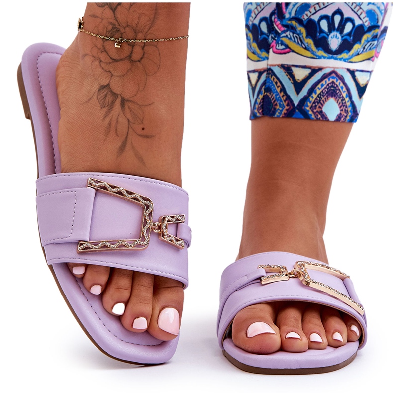 Women's Classic Slippers With Embellished Purple Impressive violet