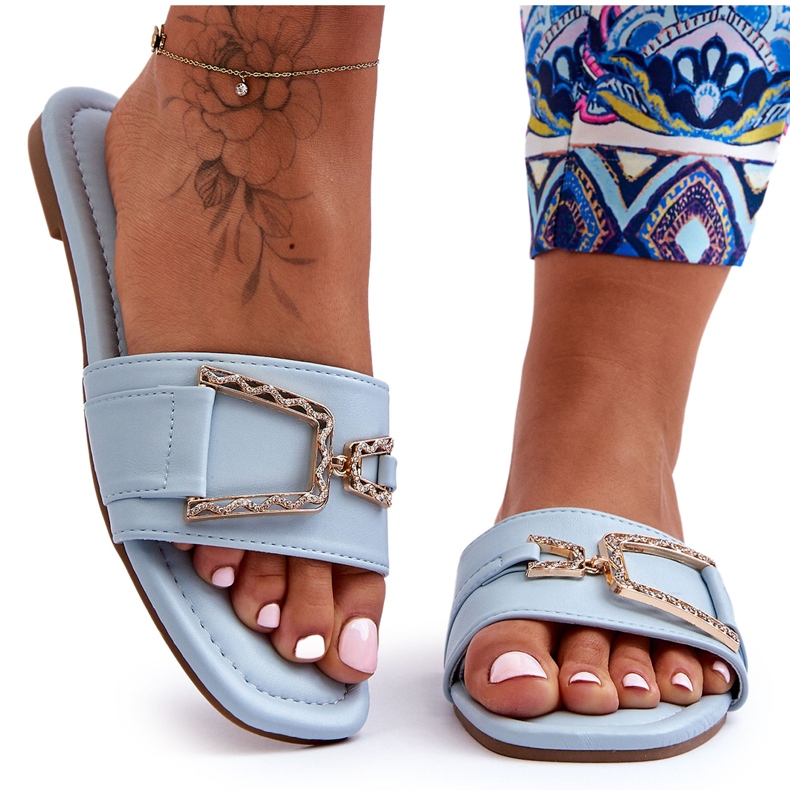 Women's Classic Blue Impressive Embellished Slippers